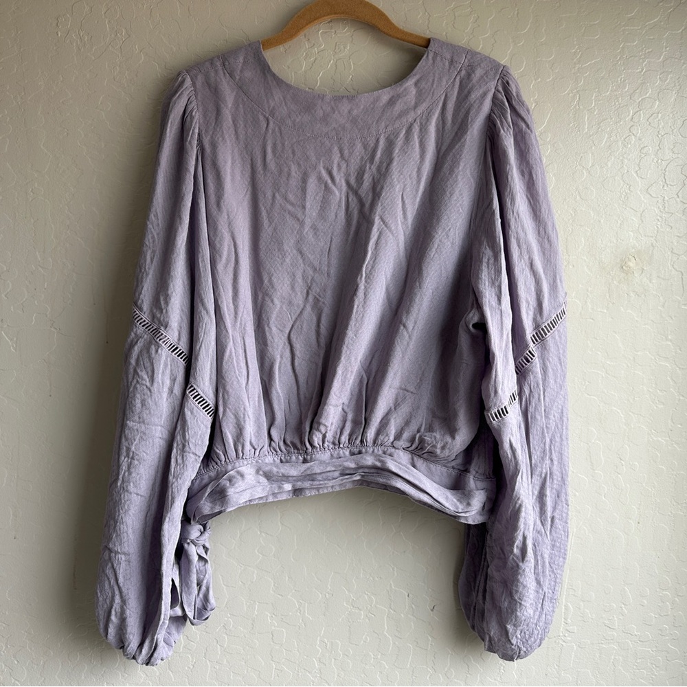 FREE PEOPLE Dream Girl Plunging Wrap Top Purple - Large - Picture 9 of 14
